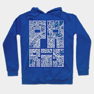 Paris, France City Map Typography - Blueprint Hoodie